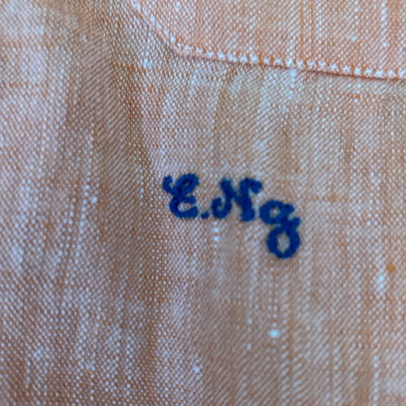 GAETANO ALOISIO men’s Linen peach colored button up shirt top European brand - Picture 2 of 5